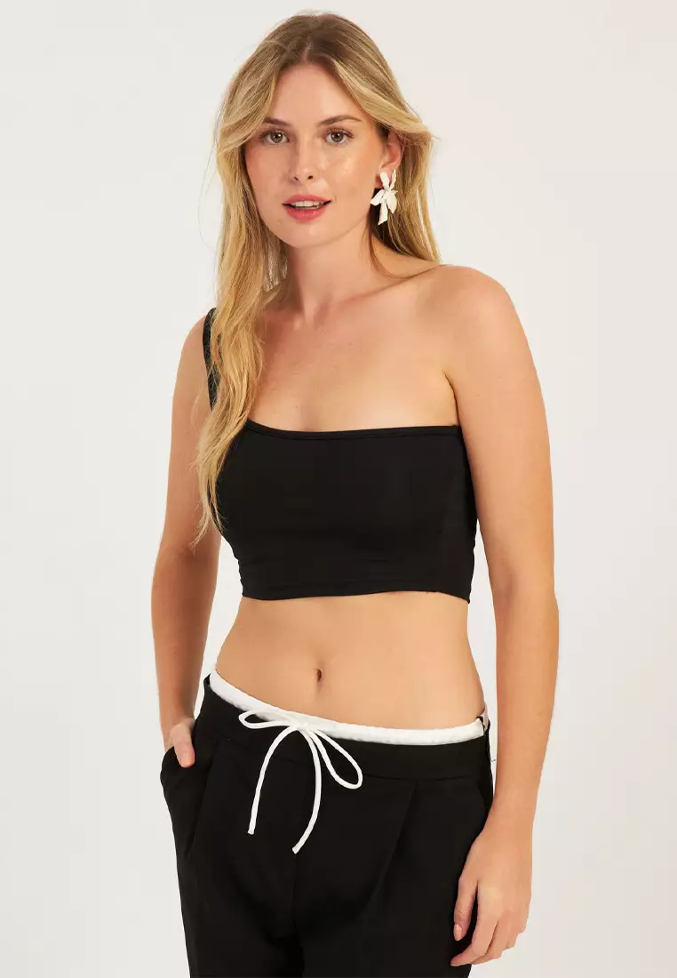 One Shoulder Double Crop Top