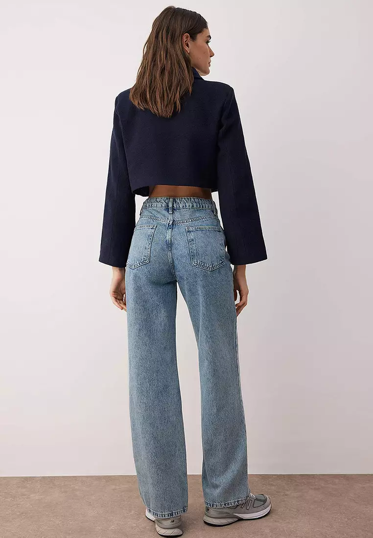 Light Blue-6001 High Waist Wide Leg Jeans Twoaw24Je00074