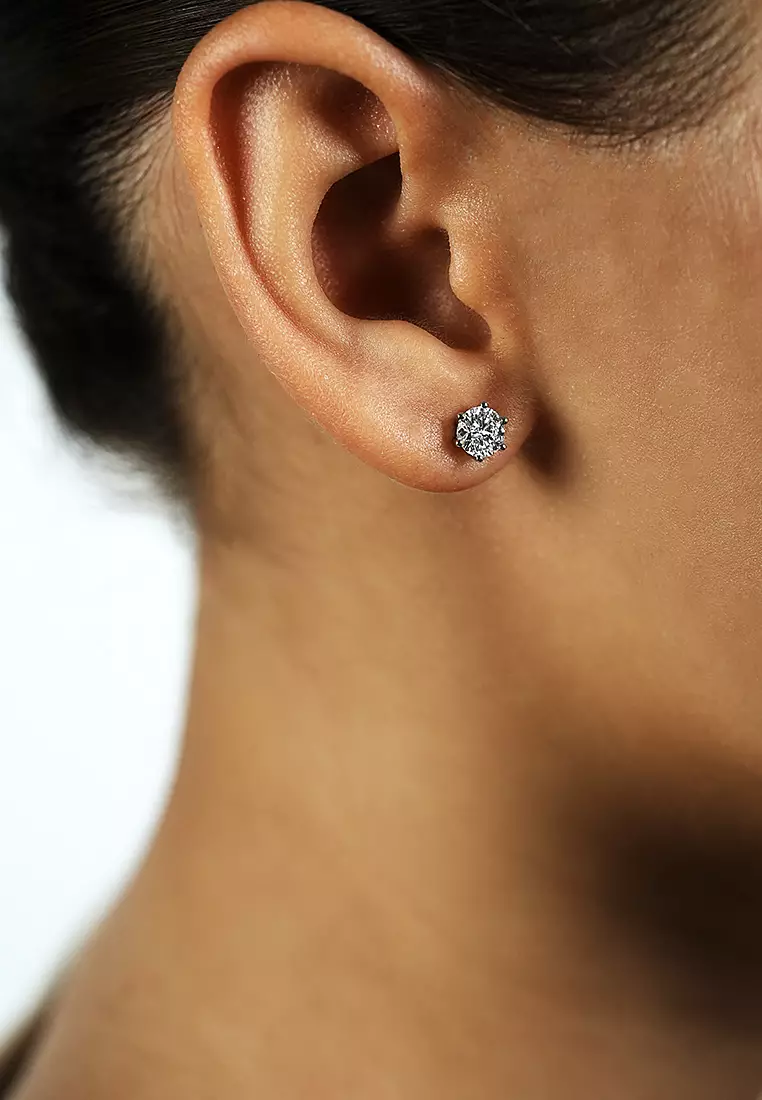 0.70ct TDW Round Lab Grown Diamond Prong Studs Earrings in 18K Rose Gold D/E-VVS/VS