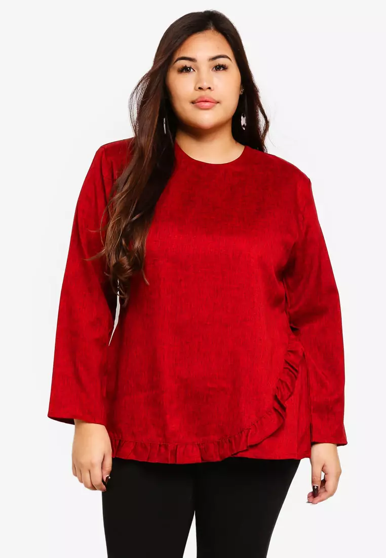 Red plus size top clearance