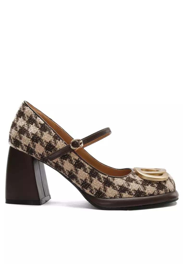 Twenty Eight Shoes 7CM Metal Buckle Tweed Mary Jane Shoes TE876-7