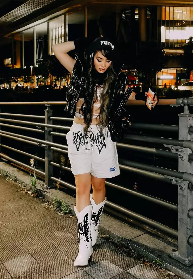 Winged Patchwork Cowboy Boots in White