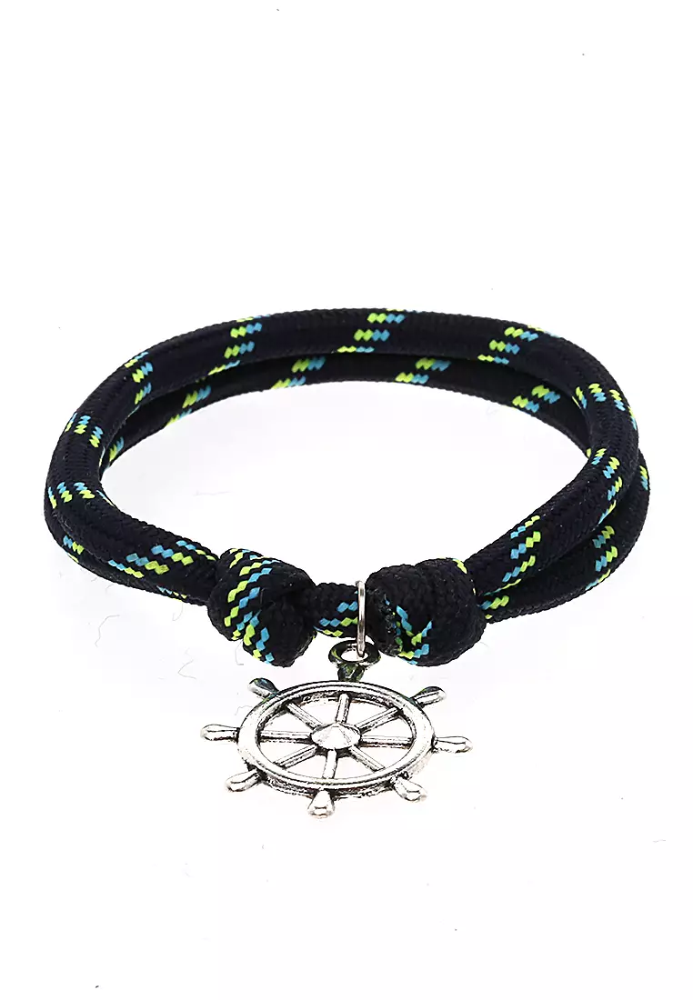 Omrish Bracelet Gelang Men's Motif Setir Kapal Material Logam ORIGINAL - Dark Blue