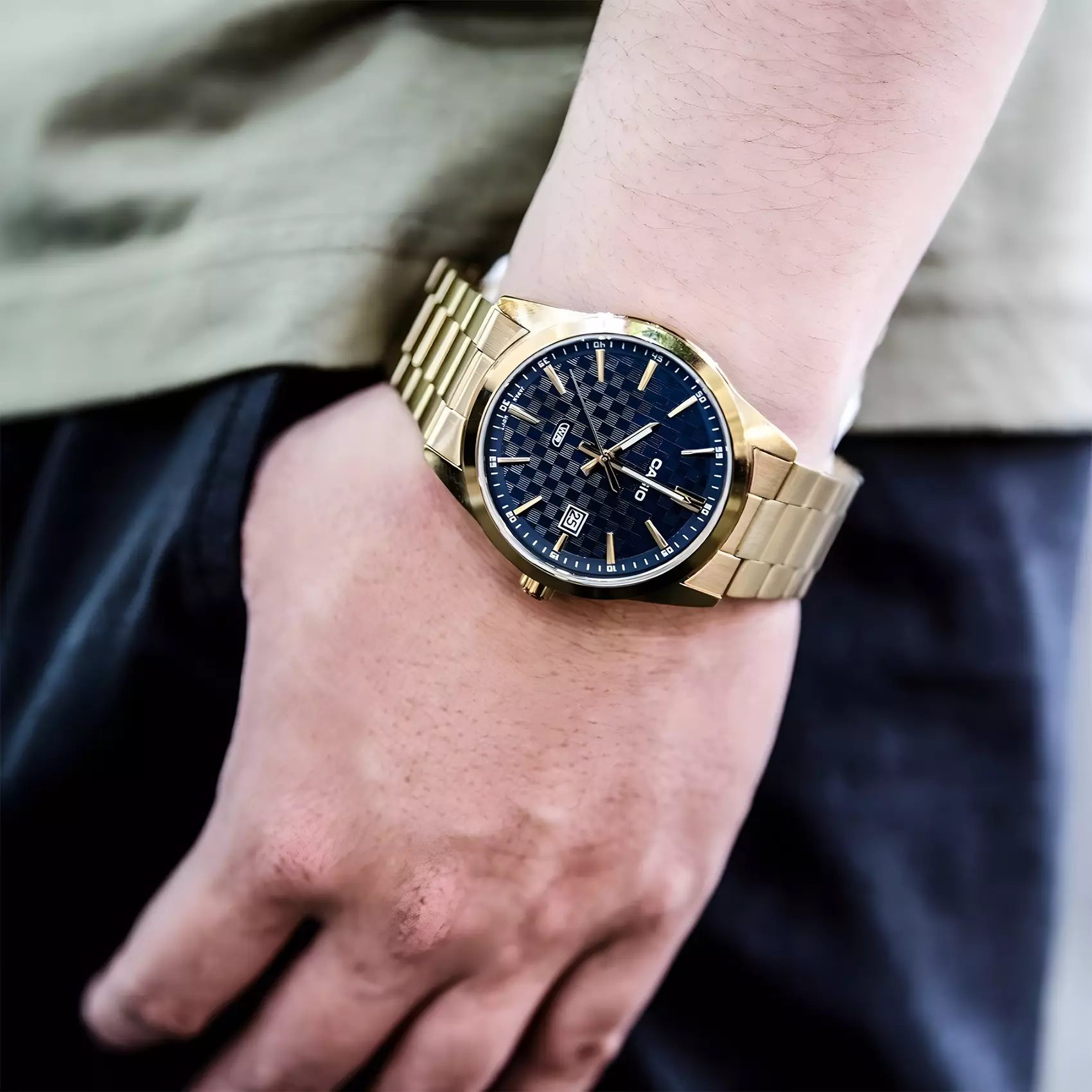 Casio MTP-VD03G-2A - Jam Tangan Analog Pria Blue Dial - All Gold Stainless Steel