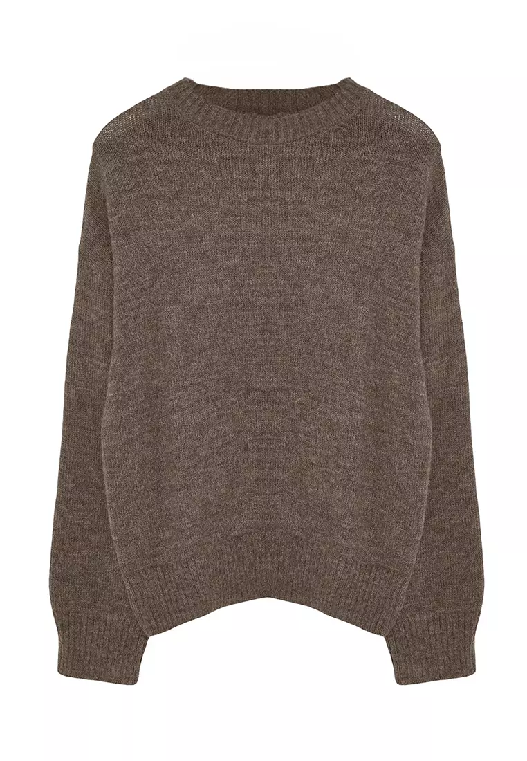 Mink Wide Pattern Crew Neck Knitwear Sweater TWOAW25KZ00168