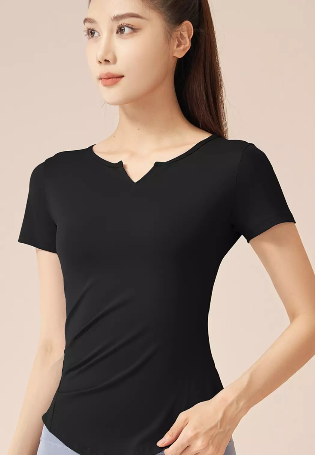 Aeries Top Sport Shirt – Breathable & Stretchable Workout Tee Women V-Neck Short Sleeve Workout Gym Fitness