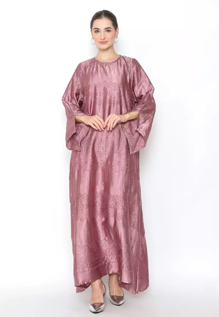 Rinjanie Batik x Senorita - Ungu - Gamis Tunik Bordir Gamis Wanita Modern - Dress Wanita Muslimah - Tunik Bordir Series - GTBB - UG