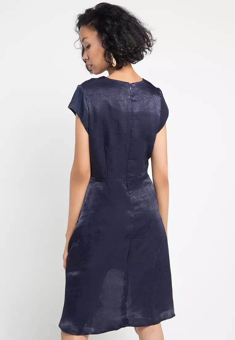 Anita Assymetrical Dress In Navy