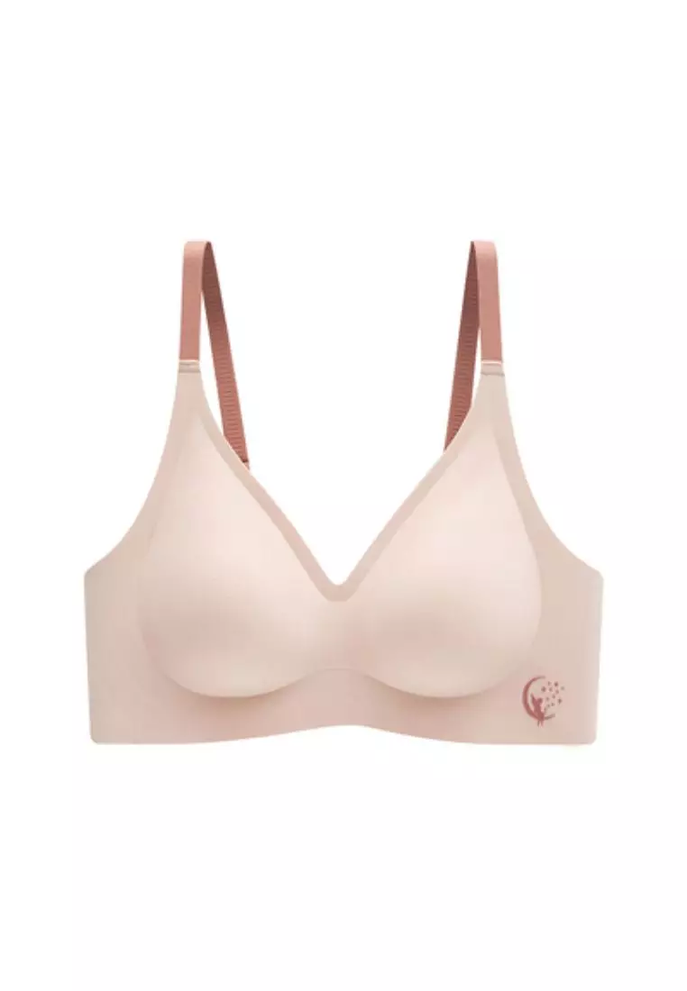 Premium Olivia Seamless Wireless Paded Push Up Bra in Pink