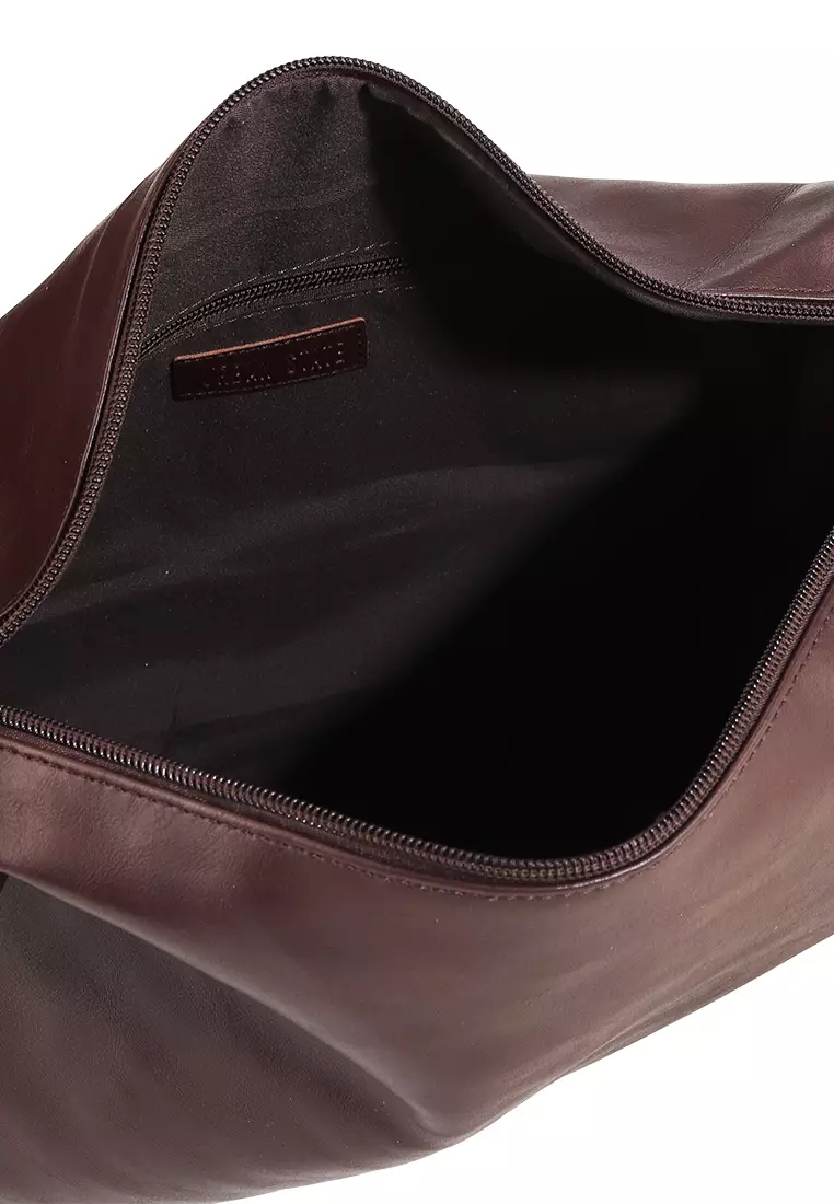 Distressed Leather Carry Crossbody Bag