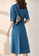 OUNIXUE blue Temperament Ol Solid Color Waist Dress (With Belt) F0339AA11010F6GS_2