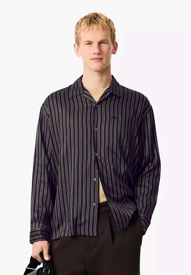 Relaxed Fit Striped Lyocell Shirt
