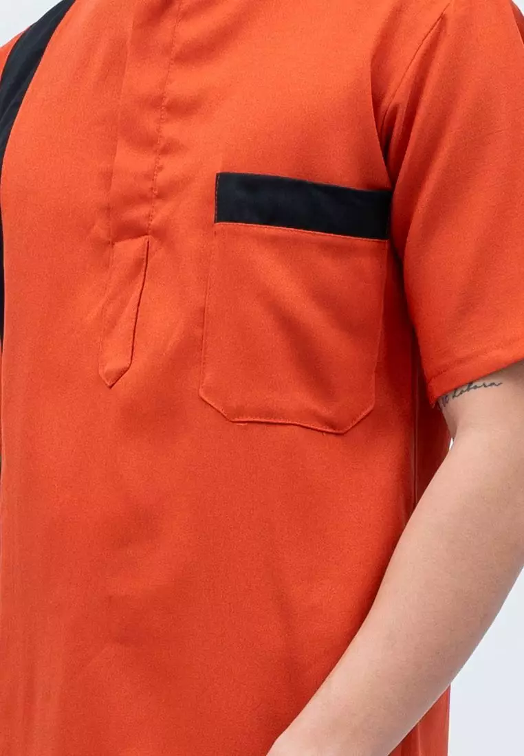 Baju Koko Kurta Pakistan Lengan Pendek Muslim Gamis Pria Houseofcuff A - Terracotta