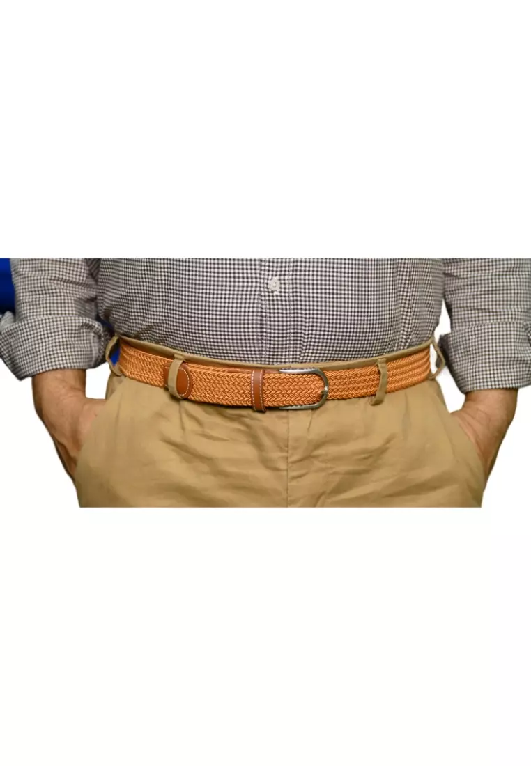 Fabric belt for Men and Women -Elastic belt -Woven stretchable belt plus size -Canvas Belt for men and women in Tan color -Oxhide Tan BCN