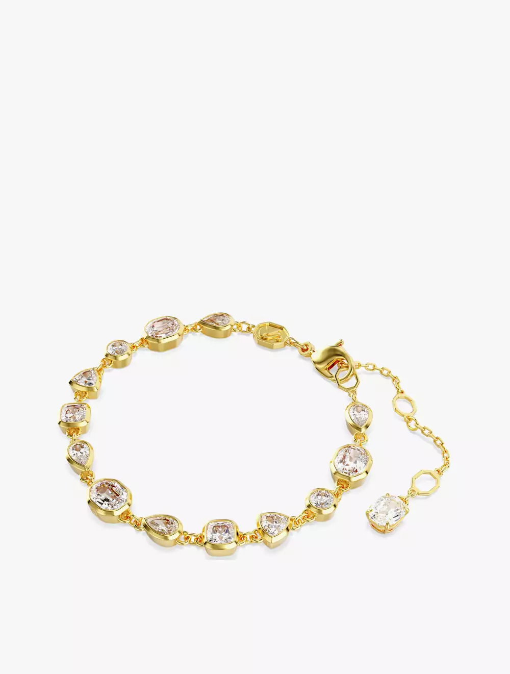 Imber Tennis bracelet, Mixed cuts, White, Gold-tone plated - M - WHITE