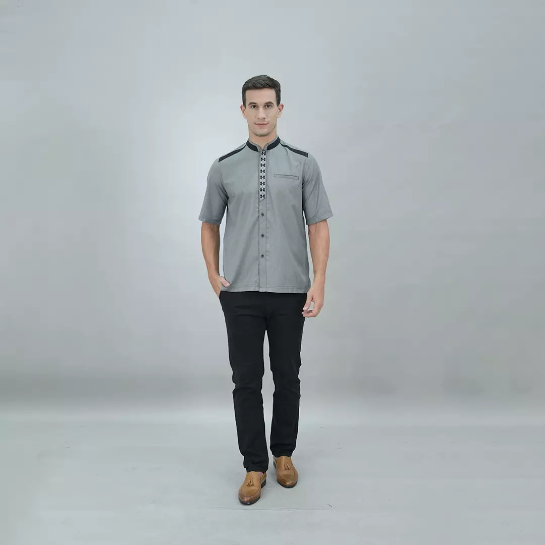 LGS - Baju Koko - Regular Fit - Lengan Pendek - Motif - Polos - Baju Muslim Pria Dewasa - CSH.285.S1162K.397.C