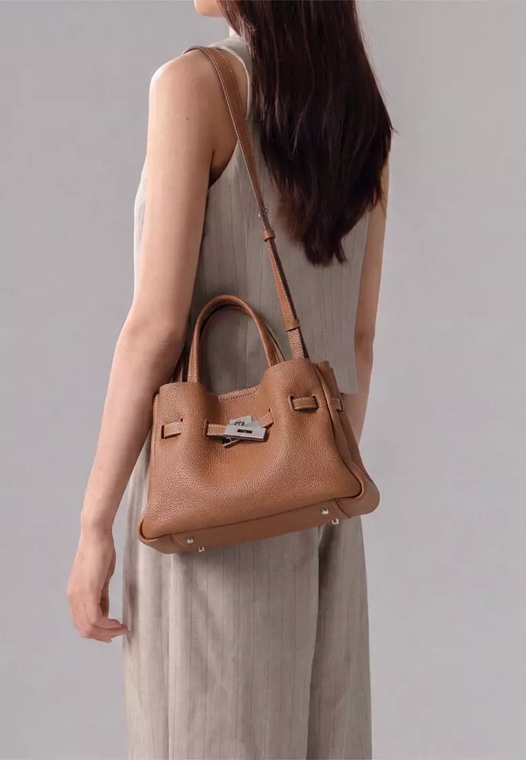 SAOIRSE Belt Soft Structural Shoulder Tote Mini - Caramel