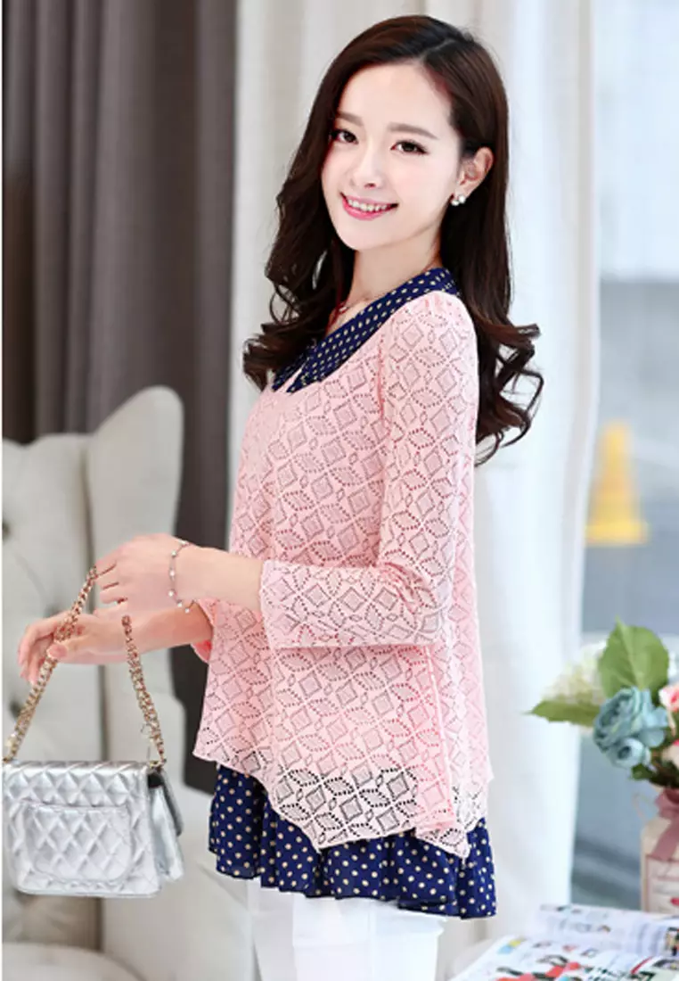 Layered Lace Long Sleeves Top