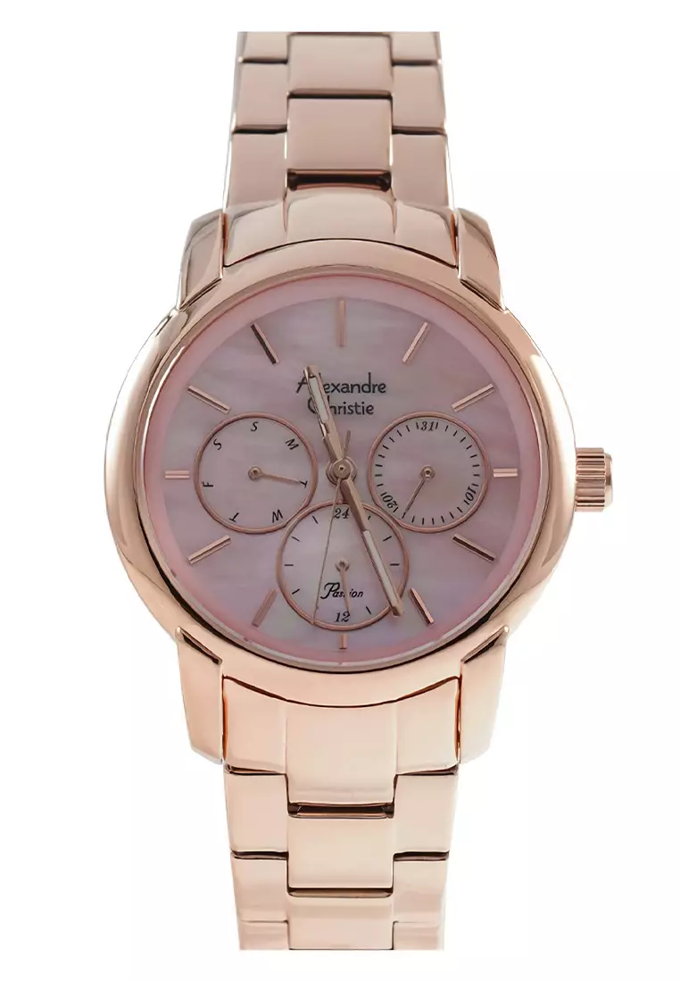 Alexandre Christie - Jam Tangan Wanita - Rosegold Pink - Stainless Steel - 2A34 BFBRGMN