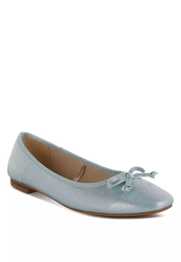Metallic Ballet Flats in Baby Blue
