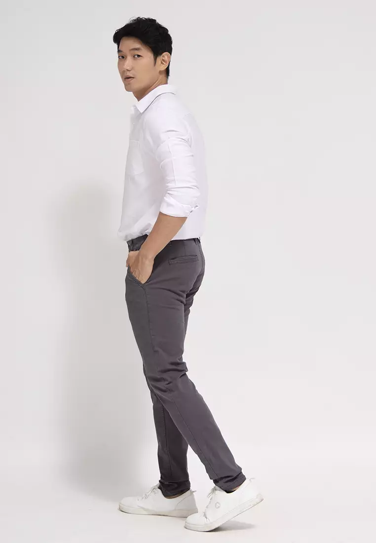 Celana Chinos Cotton Stretch Charcoal OXCON
