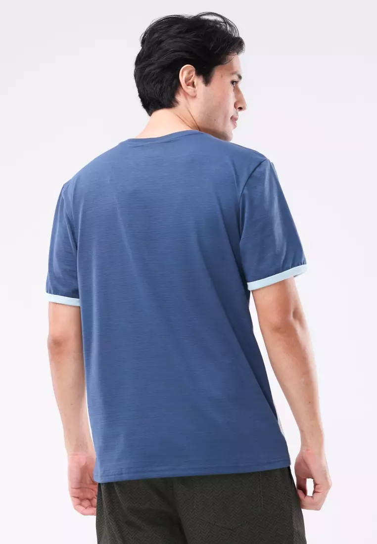 Round Neck Streaky Short Sleeves
