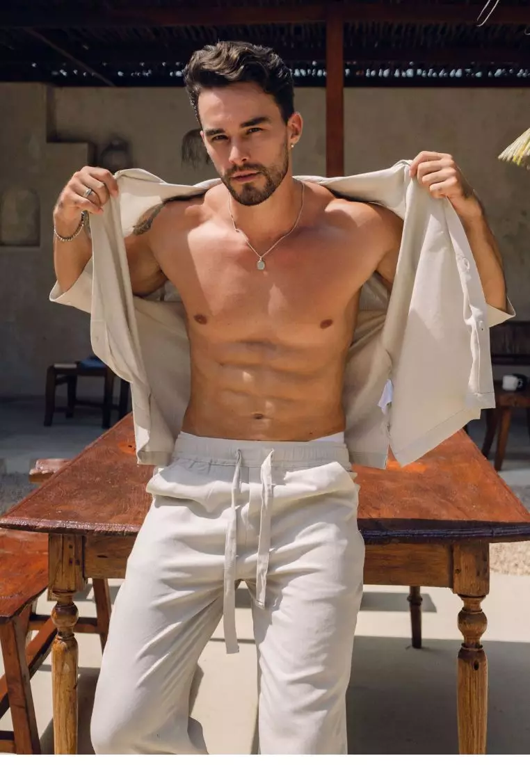 Cream Boxy Set Kemeja Celana Linen Pria Cream | Linen Set Men Cream