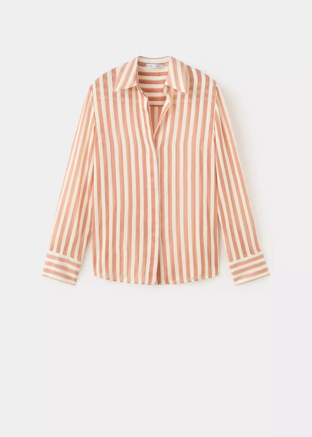 Kemeja lyocell salur semitransparan