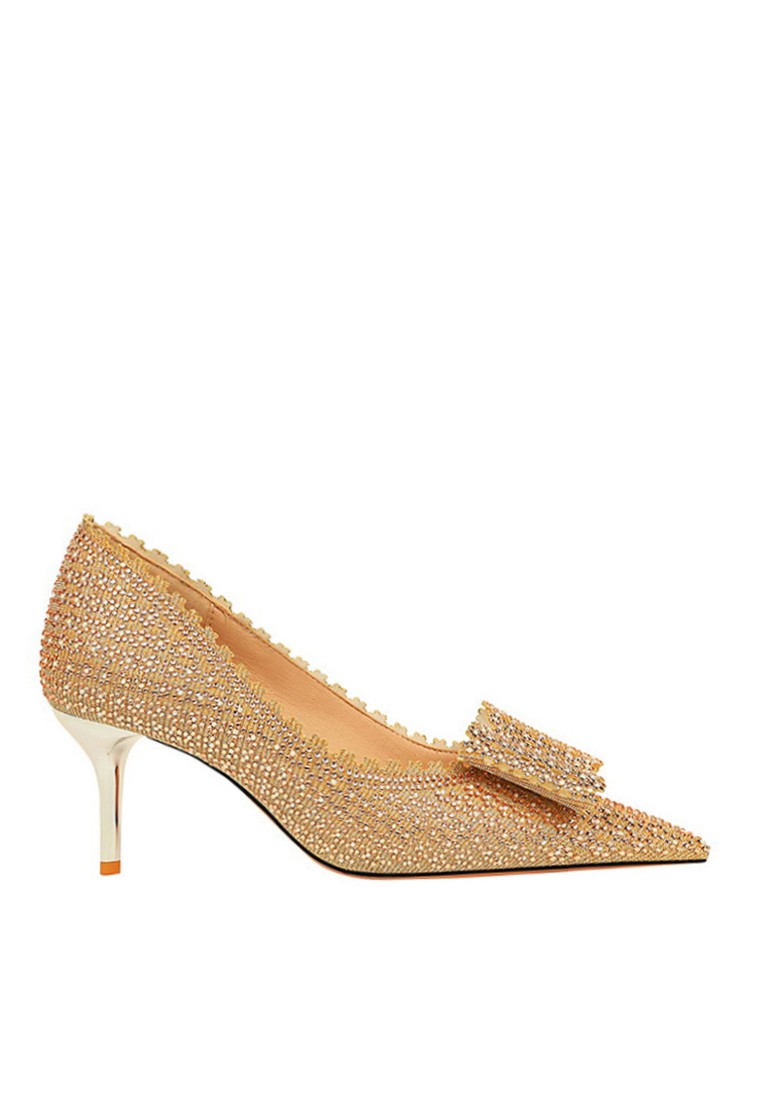 VANSA Pointed Bow Sequined High Heel Pumps VSW-H1932-A18