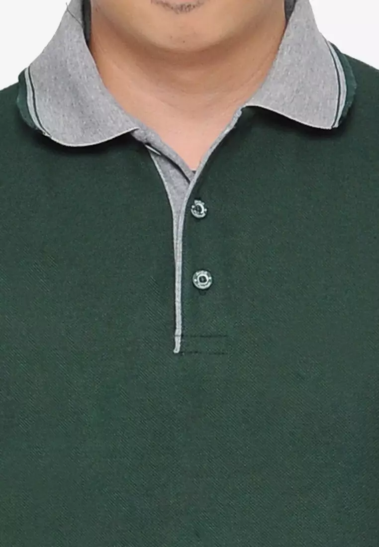 Andre Michel Kaos Polo Shirt Lengan Pendek Kerah Abu Hijau Botol 933-65