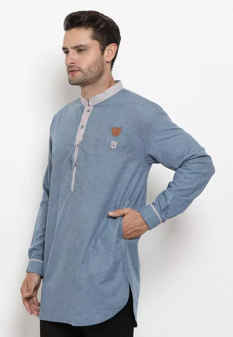 Zayidan Baju Koko Gamis Muslim Pria Rifai - Biru