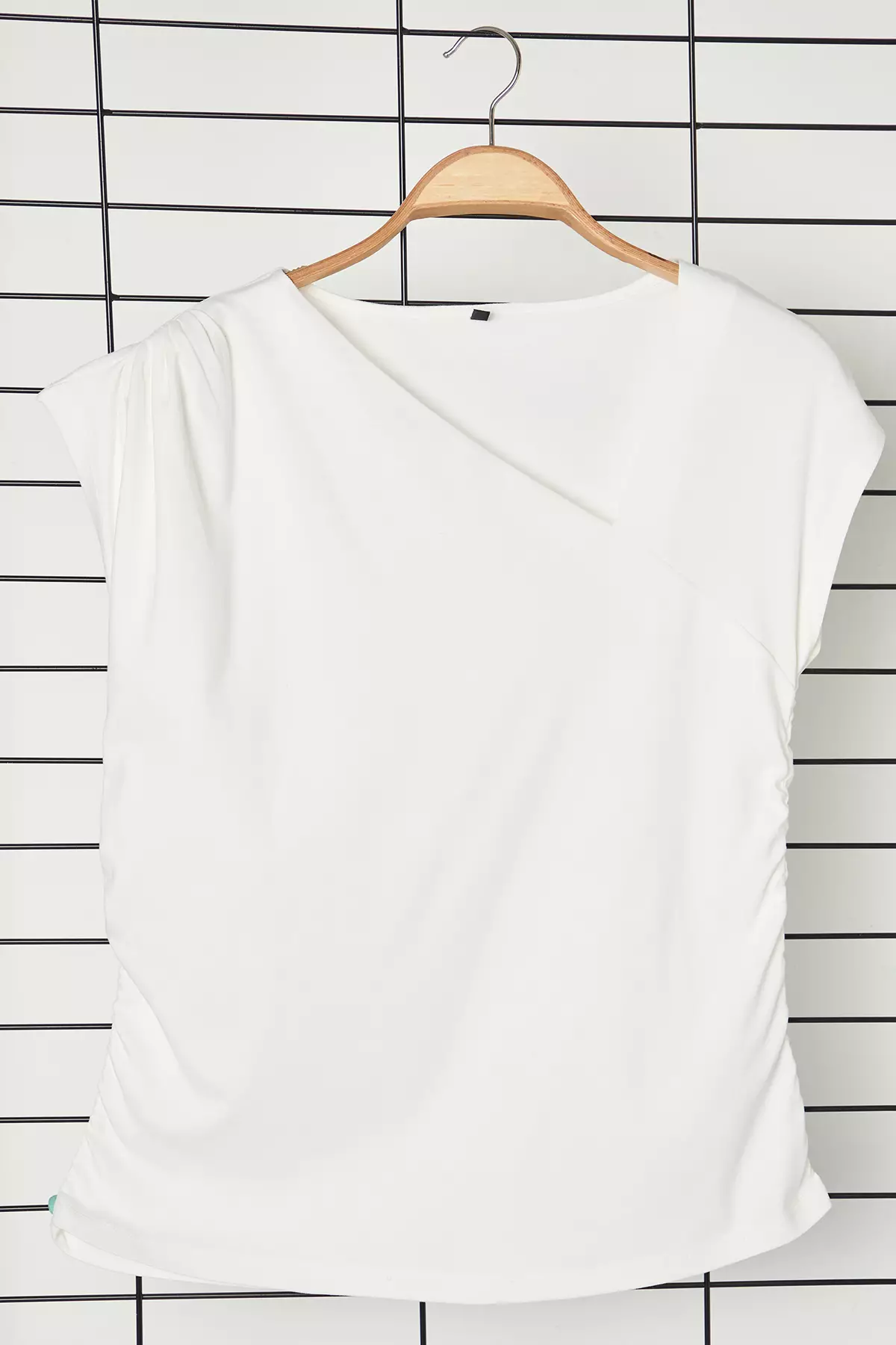 Plus Size Asymmetrical Collar Blouse