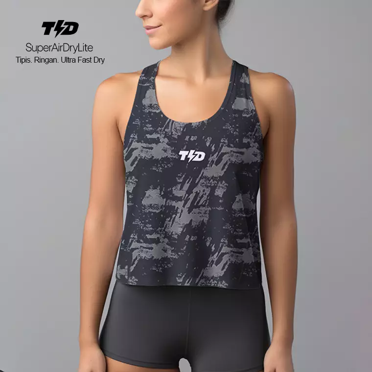 LSD48 Tanktop Crop Gym "GREY BRUSH abstrak" superairdrylite