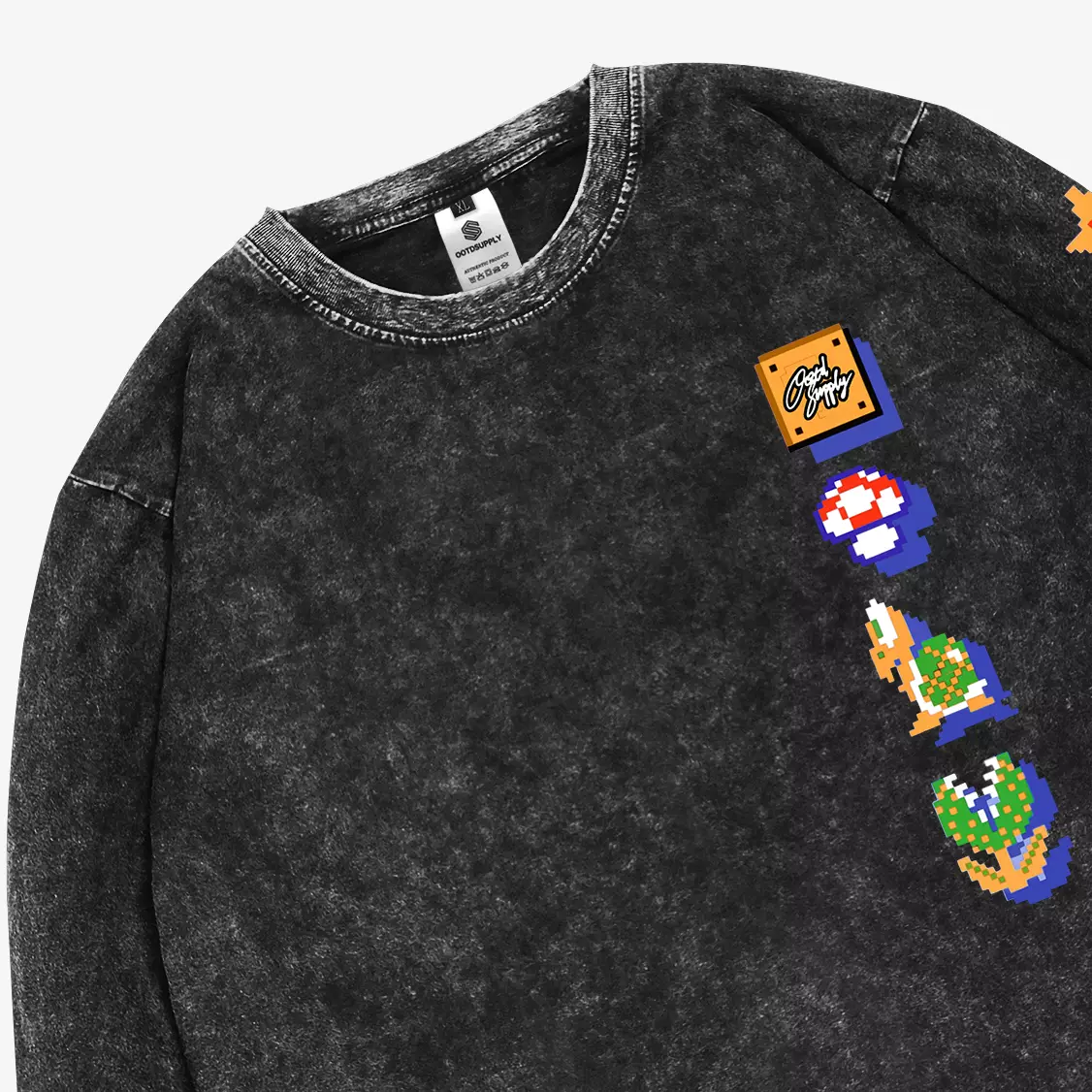 OOTDSUPPLY Longsleeve Yoshi Sandwash l Kaos Lengan Panjang Pria dan Wanita LSWH003