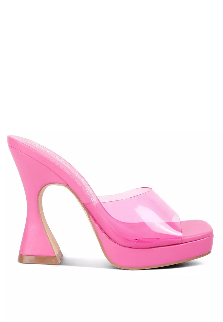 Pink clear strap heels hotsell