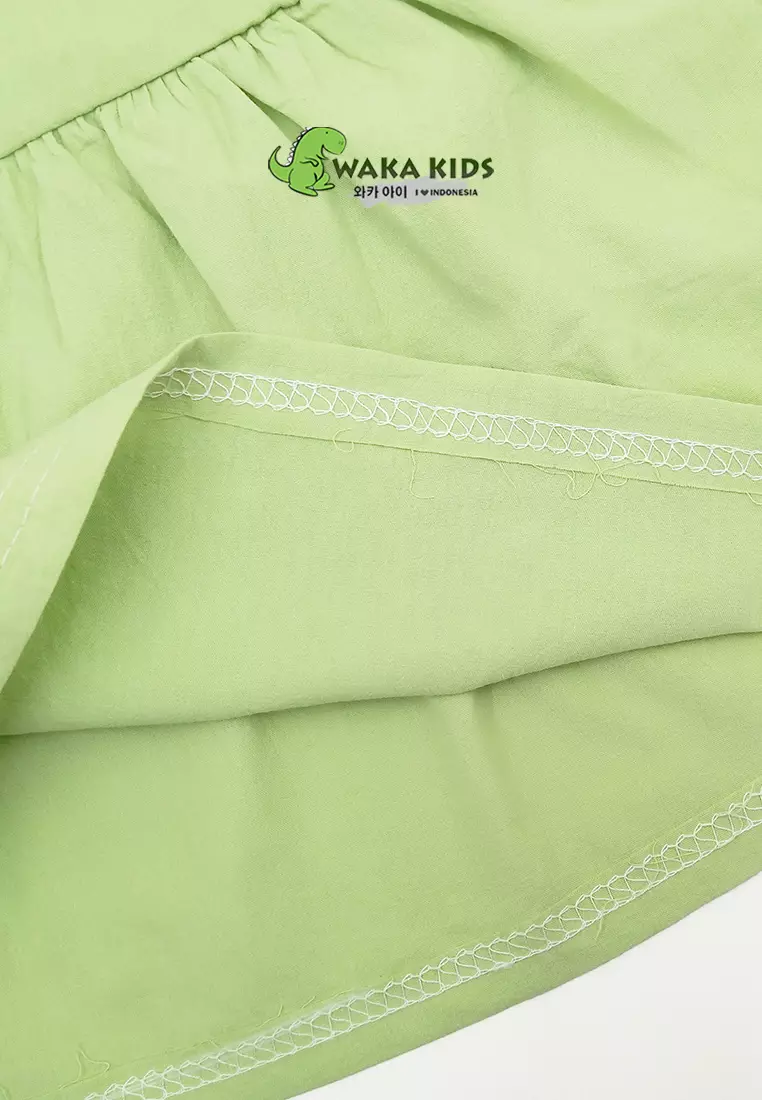 Wakakids Dress Bayi Anak Perempuan Lengan Pendek Katun Bunga Pita Karet 4483 Venrc Akula Ungu
