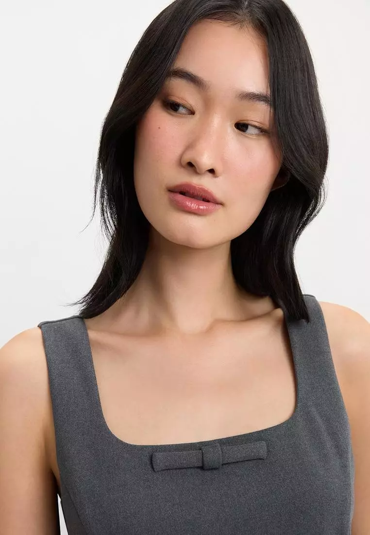 Bow Pleated Trim Dress