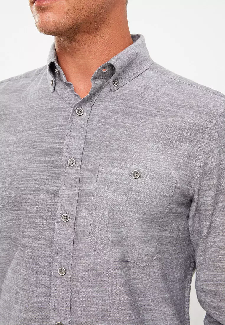 Regular Fit Long Sleeve Patterned Men's Shirt