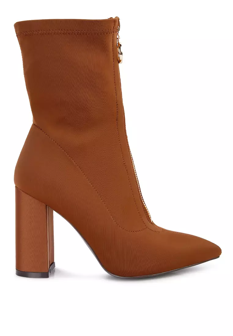 Tan block 2025 heel ankle boots