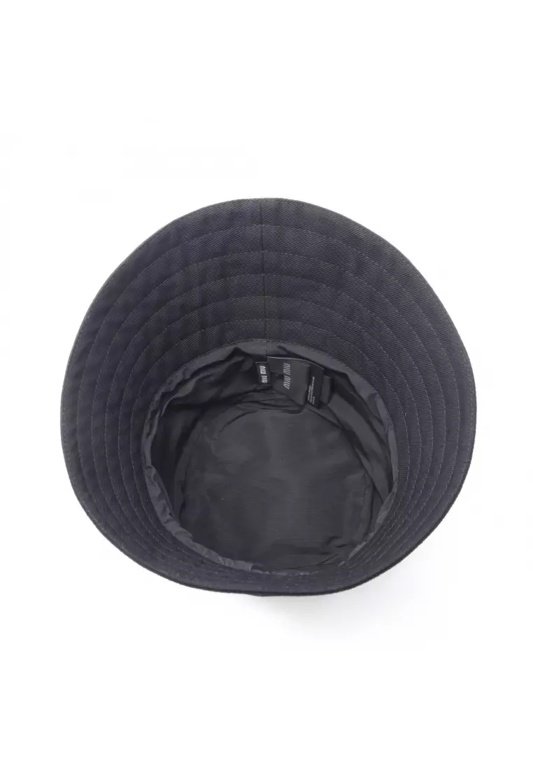 Pre-Loved MIU MIU bucket hat hat logo embroidery cotton black