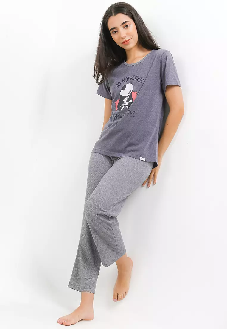 Pyjama Baju Tidur  Short Sleeve Long Pants Sleepwear