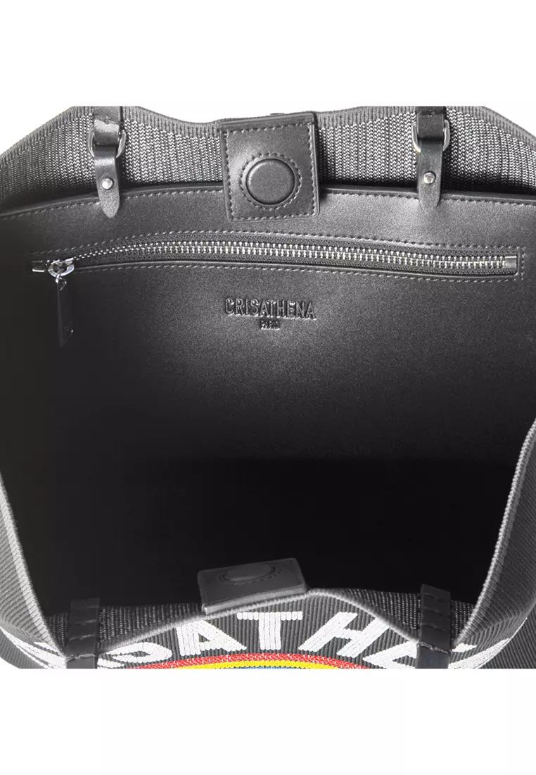 Glam Rainbow Middle Tote Bag in Black