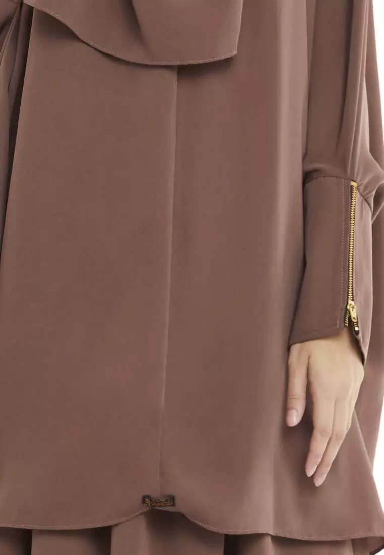 French Khimar Set Rok Wanita Muslimah Shoffa - Coklat