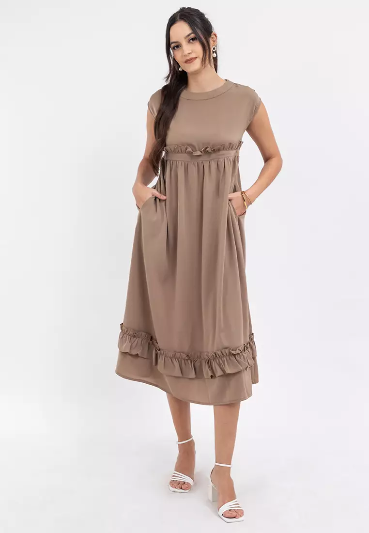 AELIANA Ruffled Maxi Dress