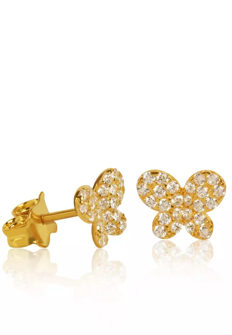 Pave Butterfly  Studs 18k Gold