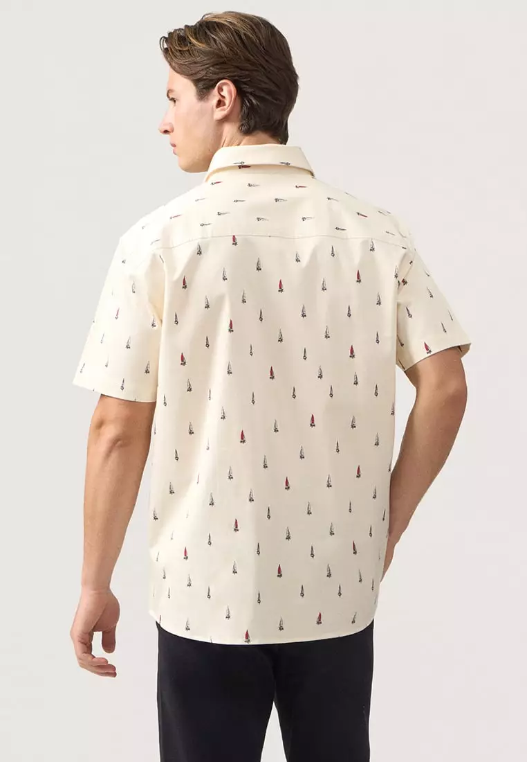 Regular Fit Button Down Printed Shirt