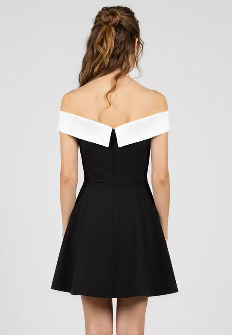 A-Cut Carmen Collar Mini Dress