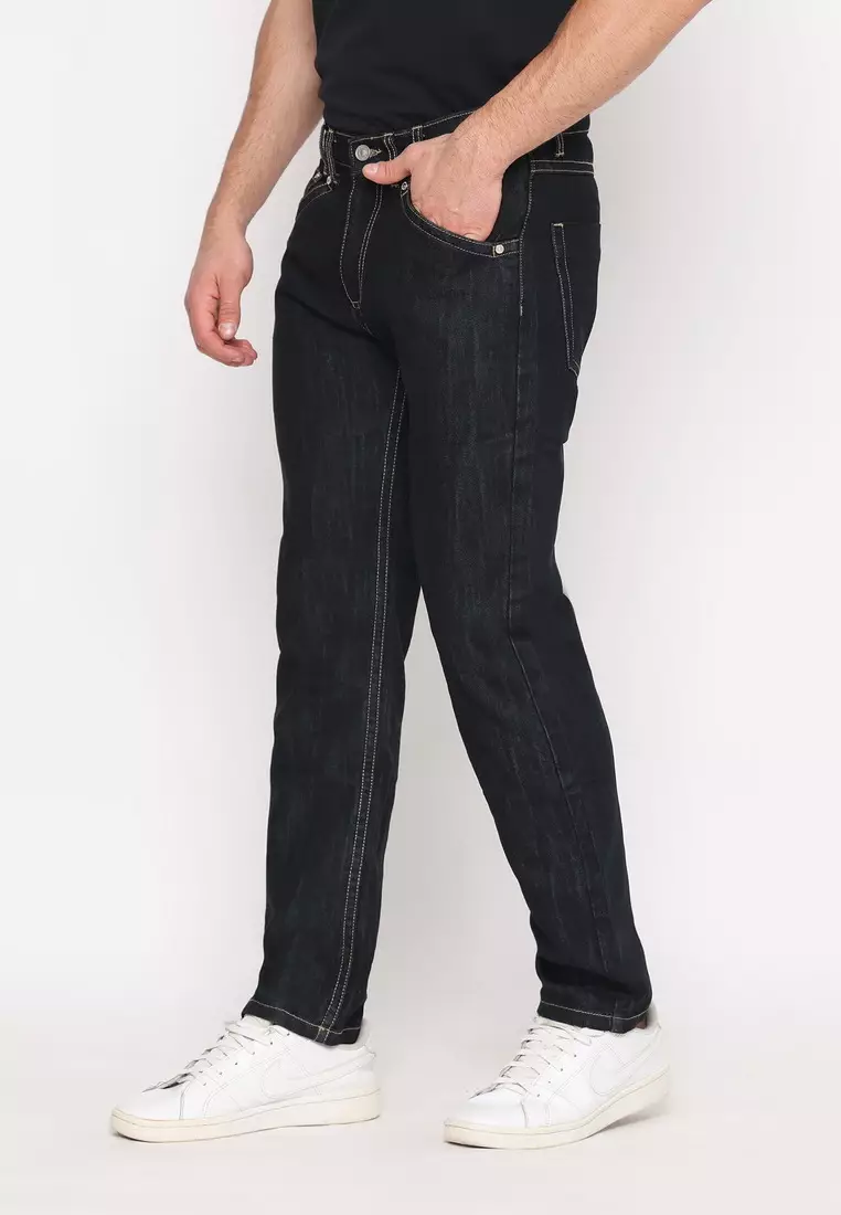 POLICE Celana Jeans Panjang V Pocket Black Pria