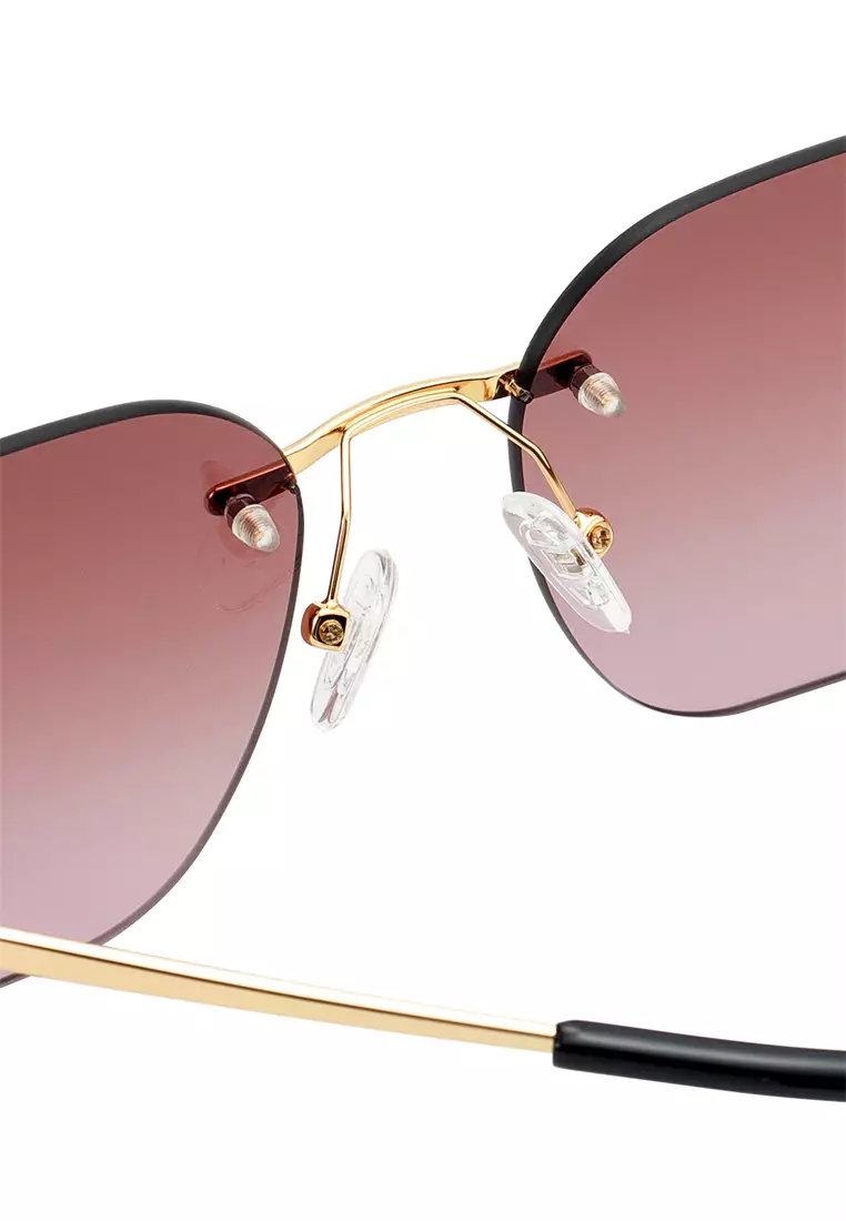 Passang Unisex Fashion Square Frame Sunglasses Rimless Frame - Brown