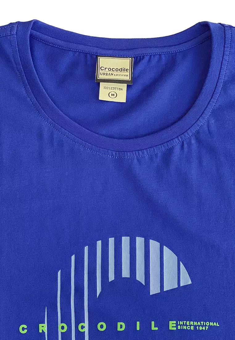 Crocodile CRTE 0162 Blue - Men T-shirt Pria Original Slim fit - Katun